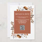 Invitation Terracotta Rustic Floral Code QR Mariage (Dos)