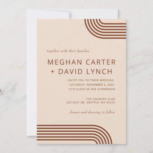 Invitation Terracotta Rustique Boho Arched Mariage moderne (Devant)