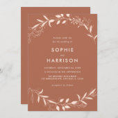 Invitation Terracotta Rustique Floral Mariage moderne (Devant / Derrière)