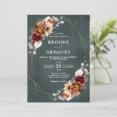 Invitation Terracotta Sage Bourgogne Verdure Mariage géométri (Debout devant)