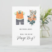 Invitation Terracotta Sage Costume Garçon Vous Serez Mon Page (Debout devant)