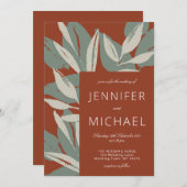 Invitation Terracotta Sage Vert Moderne Botanique Mariage (Devant / Derrière)