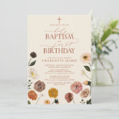 Invitation Terracotta Saint-Baptême & 1ère Fleurs d'anniversa (Debout devant)