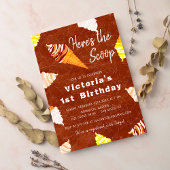 Invitation Terracotta Scoop Glace-Cream Cake Photo Anniversai