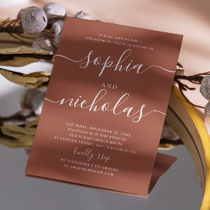 Invitation Terracotta script minimaliste automne partie d'eng