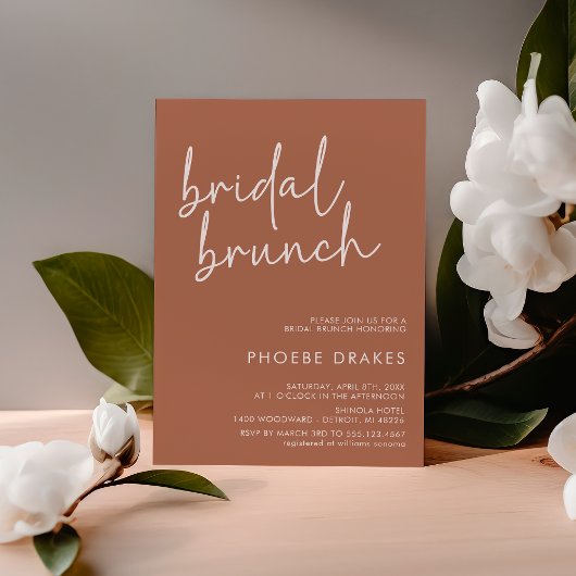 Invitation Terracotta Script minimaliste Brunch nuptial