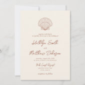 Invitation Terracotta Shell Beach Océan Destination Mariage (Devant)