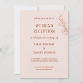 Invitation Terracotta Simple Boho Floral Mariage Réception (Devant)