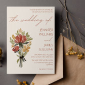 Invitation Terracotta simple Fleur sauvage | Mariage beige