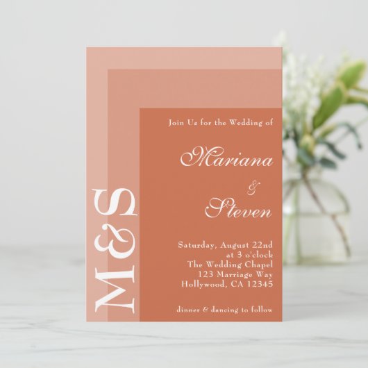 Invitation Terracotta Simple Moderne Chic Mariage Script (Debout devant)