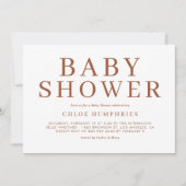 Invitation Terracotta Simple Typographie Stripes Baby shower (Devant)