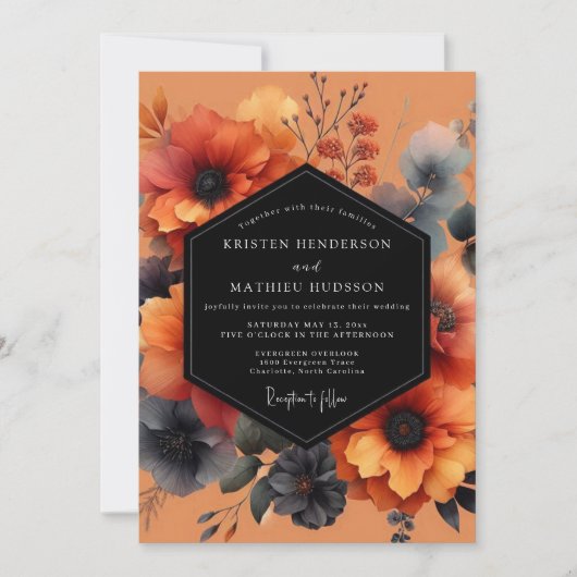 Invitation Terracotta Slate Bloom Wedding (Devant)