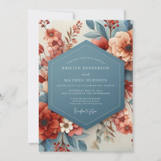 Invitation Terracotta & Slate Painterly Wedding (Devant)