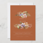 Invitation Terracotta Summer Floral Wedding Inviter QR Code (Devant)