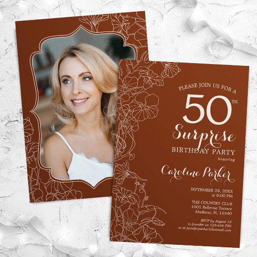 Invitation Terracotta Surprise Photo 50e anniversaire