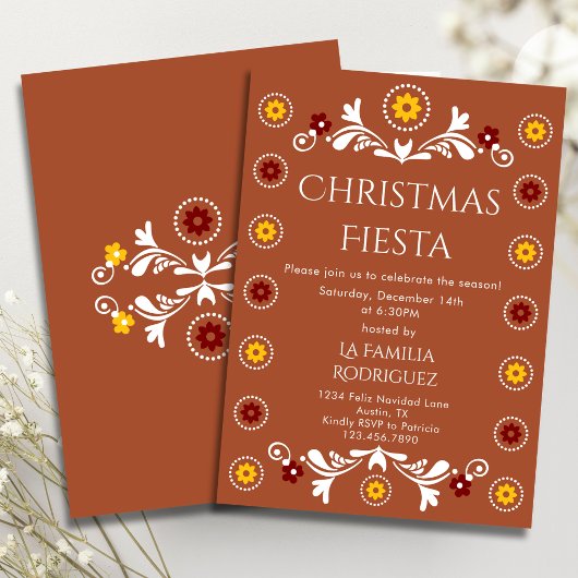 Invitation Terracotta Talavera Mexican Fiesta Christmas Party