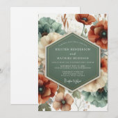 Invitation Terracotta Teal Painterly Wedding (Devant / Derrière)