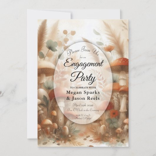 Invitation Terracotta Toadstool Woodland Magic Engagement  (Devant)