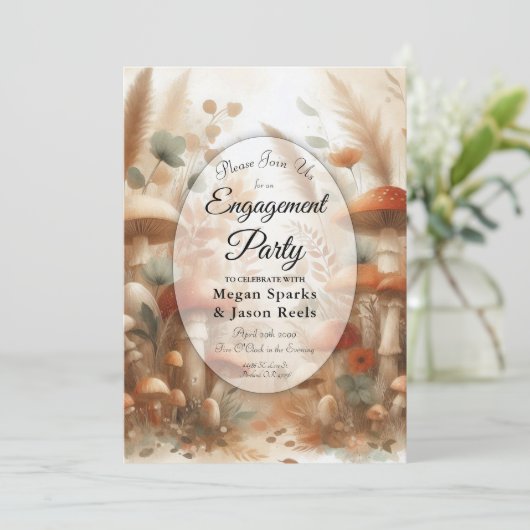 Invitation Terracotta Toadstool Woodland Magic Engagement  (Debout devant)