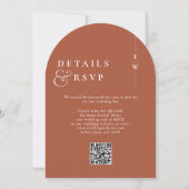 Invitation Terracotta tout en un monogramme QR Code Mariage (Dos)