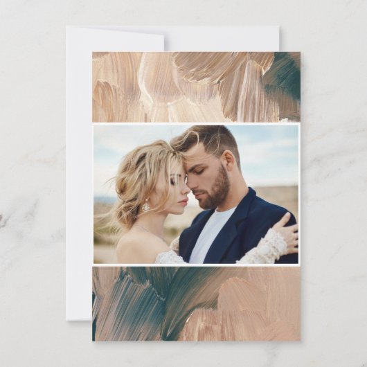 Invitation Terracotta turquoise peint moderne design mariage (Dos)