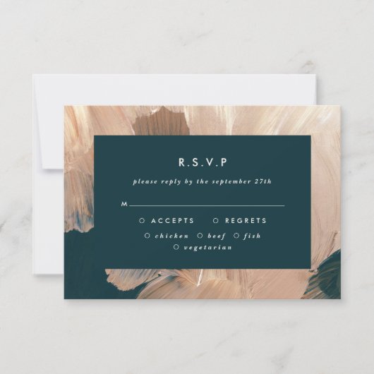 Invitation Terracotta turquoise peint moderne mariage R.S.V.P (Devant)