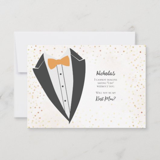 Invitation Terracotta Tuxedo Best Man Confetti Proposition (Devant)
