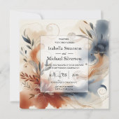 Invitation Terracotta Twilight and Navy Blooms Wedding (Devant)