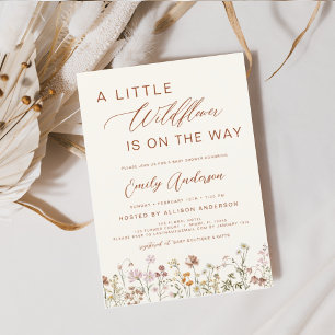 Invitation Terracotta Un Petit Baby shower Fleur sauvage