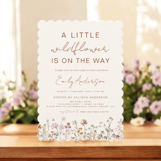 Invitation Terracotta Un Petit Baby shower Fleur sauvage