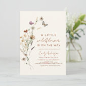 Invitation Terracotta Un Petit Baby shower Fleur sauvage (Debout devant)