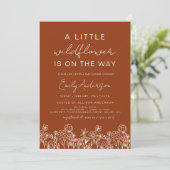 Invitation Terracotta Un Petit Baby shower Fleur sauvage (Debout devant)