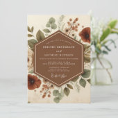 Invitation Terracotta Vintage Flora Wedding (Debout devant)