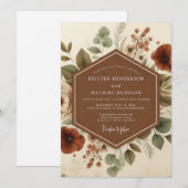 Invitation Terracotta Vintage Flora Wedding (Devant / Derrière)