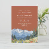 Invitation Terracotta Watercolor Mountain QR Code Wedding (Debout devant)