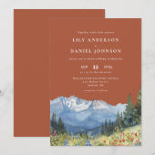 Invitation Terracotta Watercolor Mountain Wildflower Wedding (Devant / Derrière)