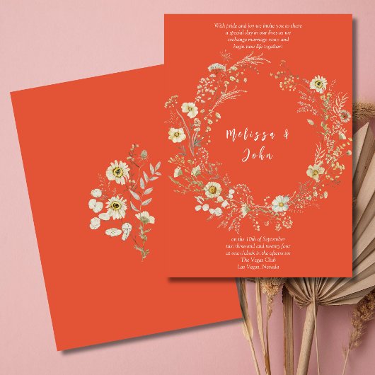 Invitation Terracotta White Rustic Boho Wildflower Wedding