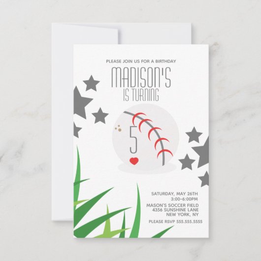 Invitation Terrain de Baseball Moderne Fête d'Anniversaire Ét (Devant)