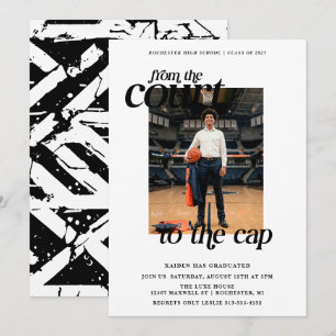 Invitation Terrain de basket-ball blanc pour remise de diplôm