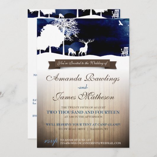 Invitation Terrain de camping rustique en bois et de (Devant / Derrière)