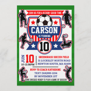 Invitation Terrain de football Garçons Fête d'anniversaire de