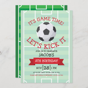 Invitation Terrain de football tendance et ruban Anniversaire