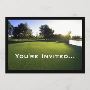 Invitation Terrain de golf vert à l'aube