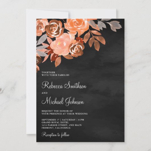 Invitation Terrain en terre cuite Floral tout en un Mariage n (Devant)