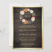 Invitation Terrain fleuri tout en une grange Mariage en bois (Devant)