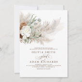 Invitation Terrain vert Floral Pampas Grass Boho Mariage (Devant)