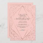 Invitation Terrarium Confetti Rose Rose Gold Bachelorette (Devant / Derrière)