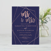 Invitation terrarium de la marine d'or rose tout en un mariag (Debout devant)