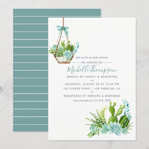 Invitation Terrarium de verre à l'aquarelle Succulents Baby S