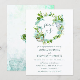 Invitation Terrarium de verre à l'aquarelle Succulents Fiança